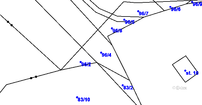 Parcela st. 96/4 v KÚ Pejdlova Rosička, Katastrální mapa