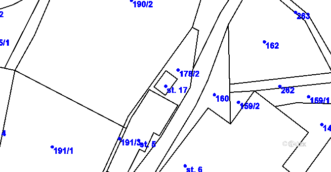 Parcela st. 17 v KÚ Pejdlova Rosička, Katastrální mapa