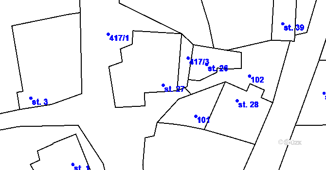 Parcela st. 27 v KÚ Hostějov, Katastrální mapa