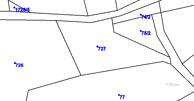 Parcela st. 75/1 v KÚ Hostějov, Katastrální mapa