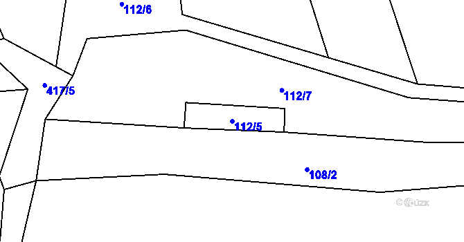 Parcela st. 112/5 v KÚ Hostějov, Katastrální mapa