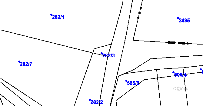 Parcela st. 282/3 v KÚ Hostějov, Katastrální mapa