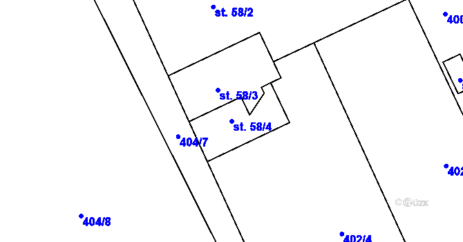 Parcela st. 58/4 v KÚ Hostěnice, Katastrální mapa