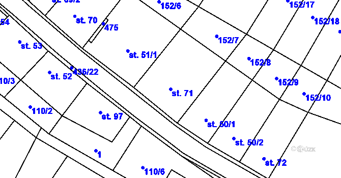 Parcela st. 71 v KÚ Hostěnice, Katastrální mapa