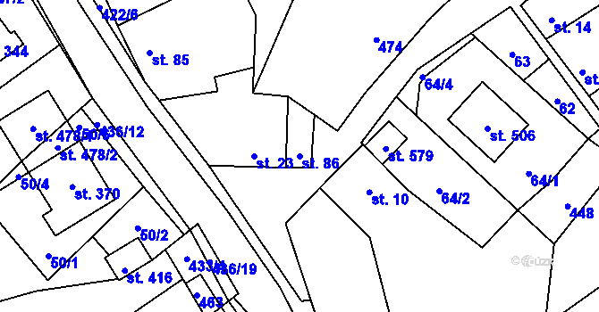 Parcela st. 86 v KÚ Hostěnice, Katastrální mapa