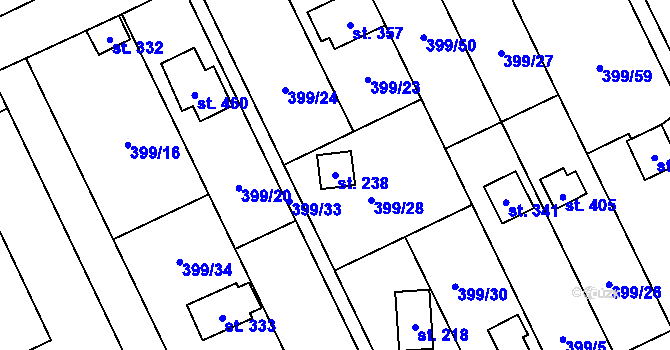 Parcela st. 238 v KÚ Hostěnice, Katastrální mapa