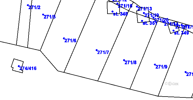 Parcela st. 271/7 v KÚ Hostěnice, Katastrální mapa