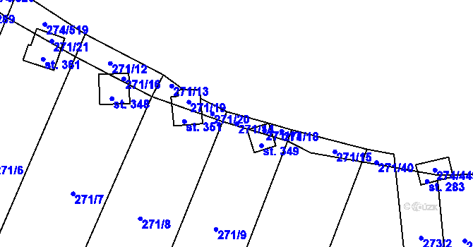 Parcela st. 271/14 v KÚ Hostěnice, Katastrální mapa
