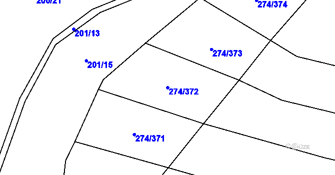 Parcela st. 274/372 v KÚ Hostěnice, Katastrální mapa