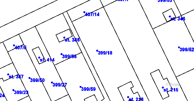 Parcela st. 399/18 v KÚ Hostěnice, Katastrální mapa