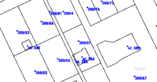 Parcela st. 399/57 v KÚ Hostěnice, Katastrální mapa