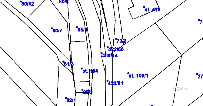 Parcela st. 436/14 v KÚ Hostěnice, Katastrální mapa