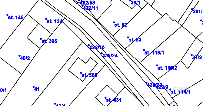 Parcela st. 436/24 v KÚ Hostěnice, Katastrální mapa