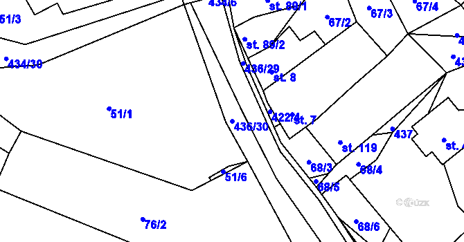 Parcela st. 436/30 v KÚ Hostěnice, Katastrální mapa