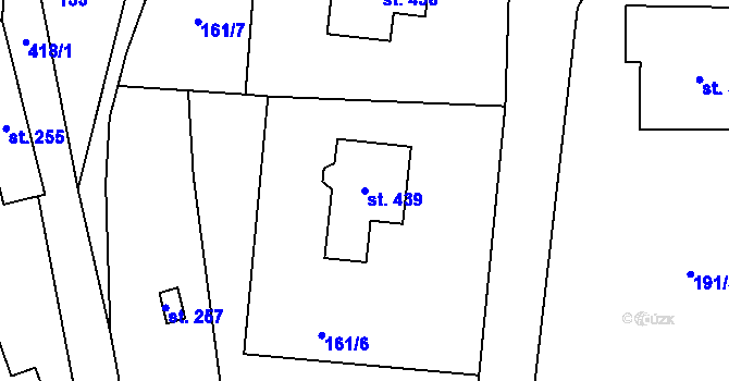 Parcela st. 439 v KÚ Hostěnice, Katastrální mapa