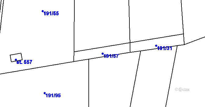 Parcela st. 191/57 v KÚ Hostěnice, Katastrální mapa