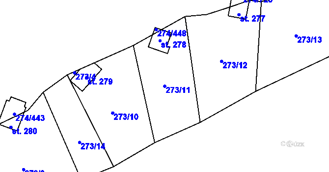 Parcela st. 273/11 v KÚ Hostěnice, Katastrální mapa