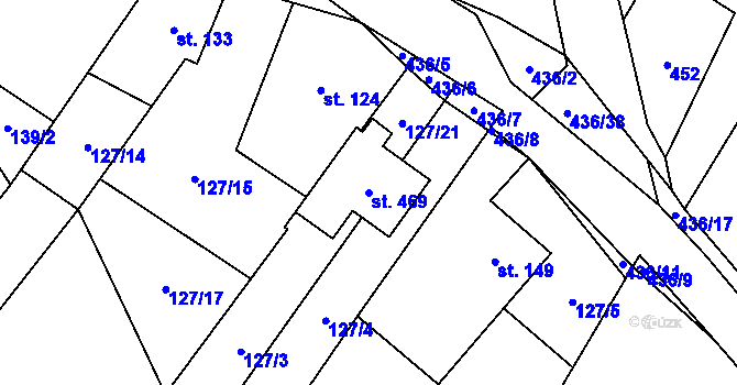 Parcela st. 469 v KÚ Hostěnice, Katastrální mapa