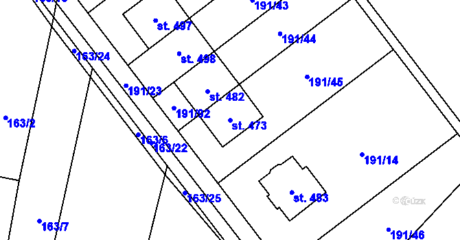 Parcela st. 473 v KÚ Hostěnice, Katastrální mapa