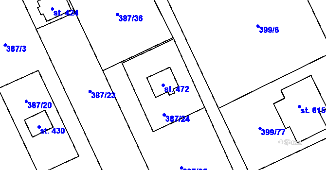 Parcela st. 472 v KÚ Hostěnice, Katastrální mapa