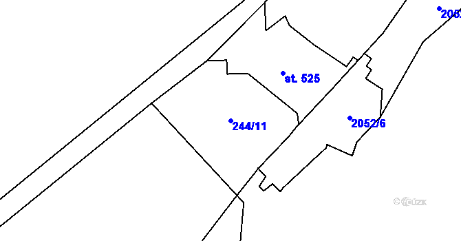 Parcela st. 244/11 v KÚ Hostěnice, Katastrální mapa