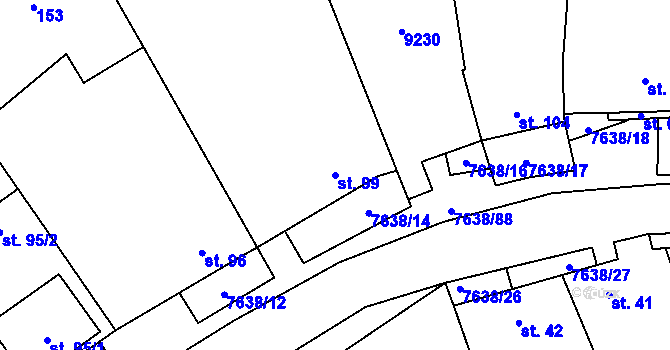Parcela st. 99 v KÚ Hostěradice na Moravě, Katastrální mapa