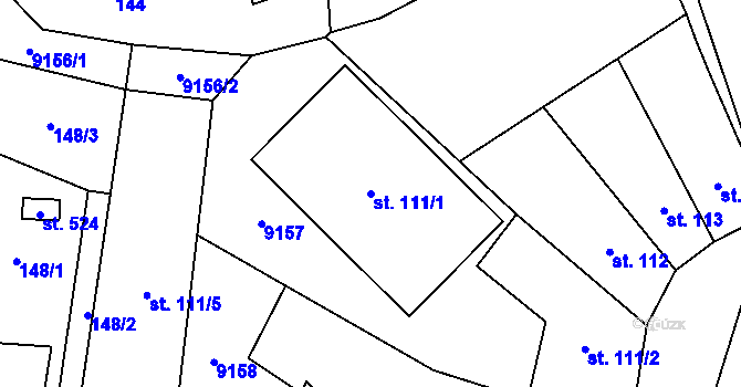 Parcela st. 111/1 v KÚ Hostěradice na Moravě, Katastrální mapa
