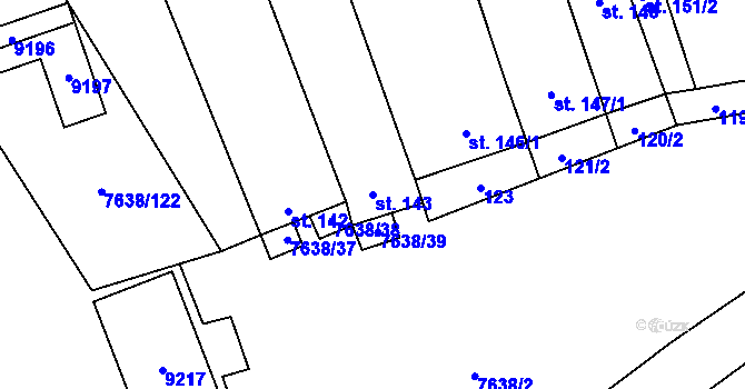 Parcela st. 143 v KÚ Hostěradice na Moravě, Katastrální mapa