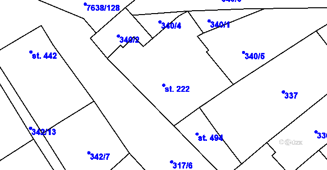 Parcela st. 222 v KÚ Hostěradice na Moravě, Katastrální mapa