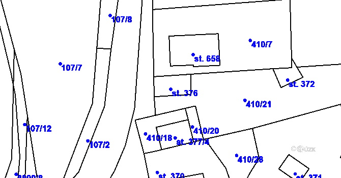 Parcela st. 376 v KÚ Hostěradice na Moravě, Katastrální mapa