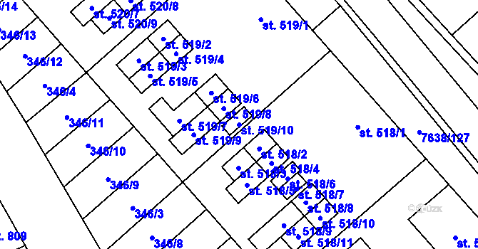 Parcela st. 519/10 v KÚ Hostěradice na Moravě, Katastrální mapa