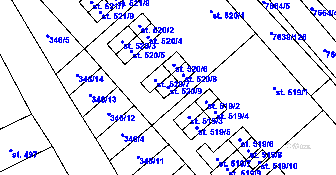 Parcela st. 520/9 v KÚ Hostěradice na Moravě, Katastrální mapa
