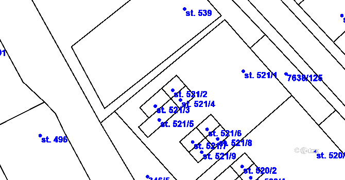 Parcela st. 521/2 v KÚ Hostěradice na Moravě, Katastrální mapa