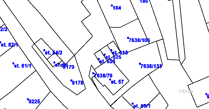 Parcela st. 525 v KÚ Hostěradice na Moravě, Katastrální mapa