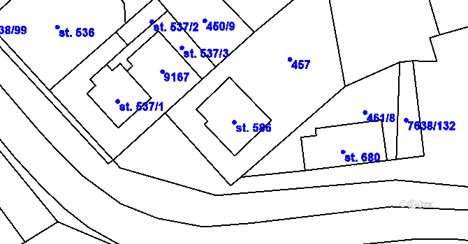 Parcela st. 586 v KÚ Hostěradice na Moravě, Katastrální mapa