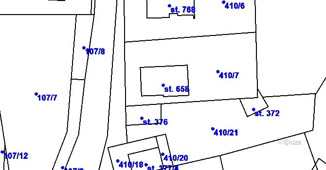 Parcela st. 658 v KÚ Hostěradice na Moravě, Katastrální mapa