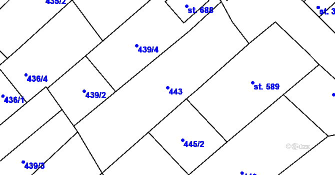 Parcela st. 443 v KÚ Hostěradice na Moravě, Katastrální mapa