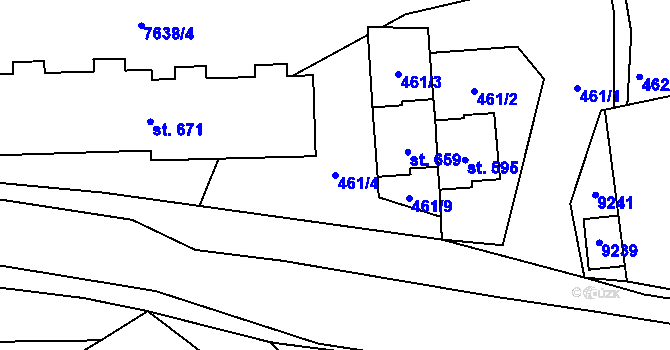Parcela st. 461/4 v KÚ Hostěradice na Moravě, Katastrální mapa
