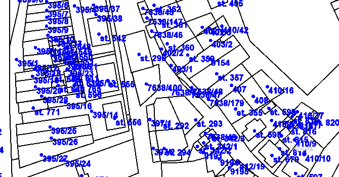 Parcela st. 7638/3 v KÚ Hostěradice na Moravě, Katastrální mapa