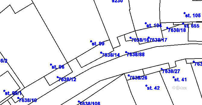 Parcela st. 7638/14 v KÚ Hostěradice na Moravě, Katastrální mapa