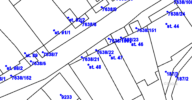 Parcela st. 7638/22 v KÚ Hostěradice na Moravě, Katastrální mapa