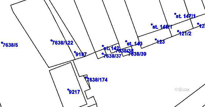 Parcela st. 7638/37 v KÚ Hostěradice na Moravě, Katastrální mapa
