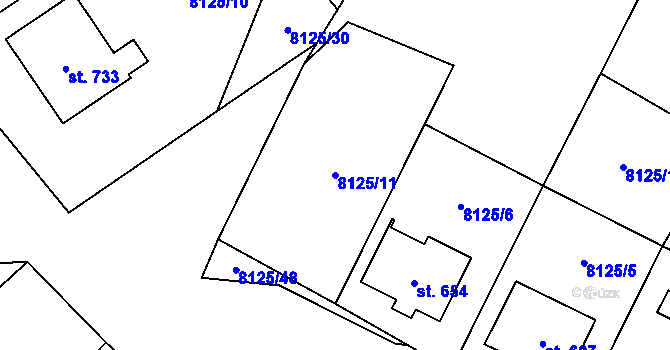 Parcela st. 8125/11 v KÚ Hostěradice na Moravě, Katastrální mapa