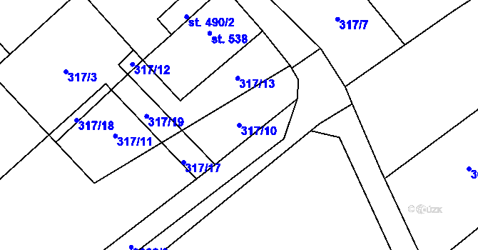 Parcela st. 317/10 v KÚ Hostěradice na Moravě, Katastrální mapa