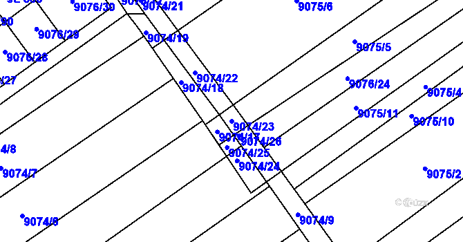 Parcela st. 9074/23 v KÚ Hostěradice na Moravě, Katastrální mapa