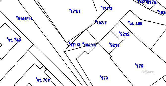 Parcela st. 182/15 v KÚ Hostěradice na Moravě, Katastrální mapa