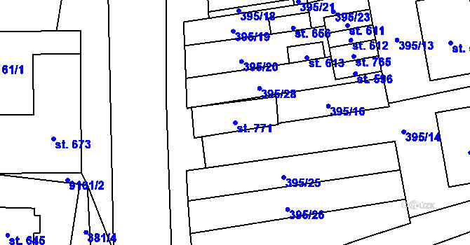 Parcela st. 771 v KÚ Hostěradice na Moravě, Katastrální mapa
