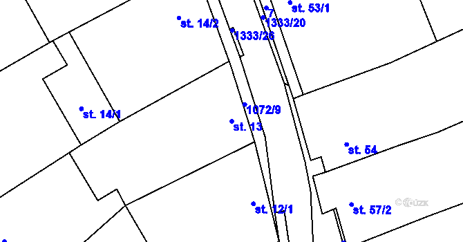 Parcela st. 13 v KÚ Chlupice, Katastrální mapa