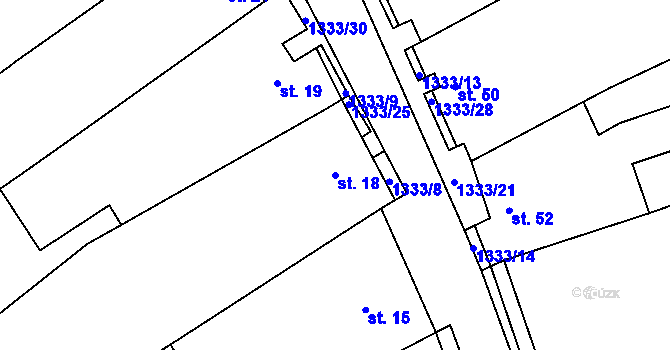 Parcela st. 18 v KÚ Chlupice, Katastrální mapa
