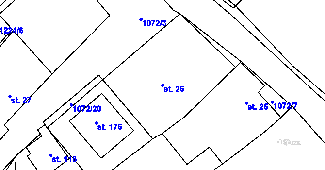Parcela st. 26 v KÚ Chlupice, Katastrální mapa